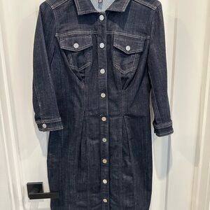 WHBM Dark Denim Button-Up Dress
